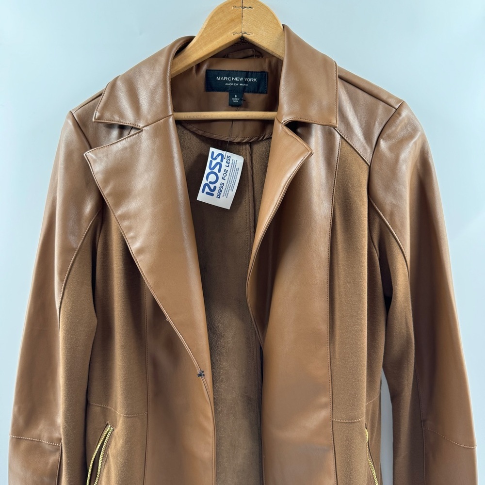🧸 Marc New York Andrew Marc Brown Coat Size Small NWT with Front Zippers - Picture 2 of 7